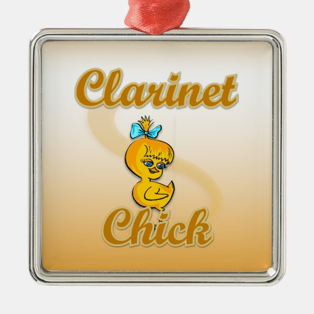 Clarinet Chick Ornament Aus Metall (Vorne)