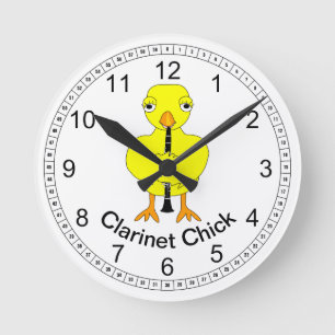 Clarinet Chick Runde Wanduhr