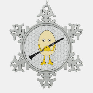 Clarinet Egghead Schneeflocken Zinn-Ornament