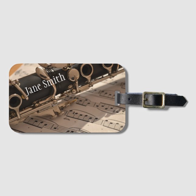 Clarinet-Holzblasinstrumentinstrumentkasten Gepäckanhänger (Vorderseite (Horizontal))