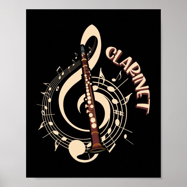 Clarinet Musical Instrument Music Liebhaber Poster (Vorne)