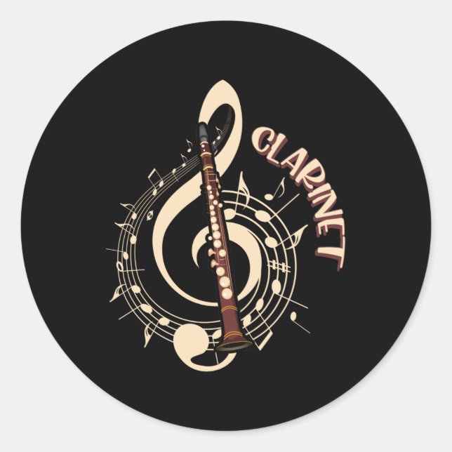Clarinet Musical Instrument Music Liebhaber Runder Aufkleber (Vorderseite)