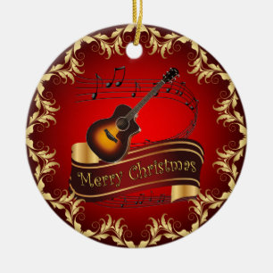 Clarinet ~ Musical Scroll ~ Frohe Weihnachten ~ Keramik Ornament