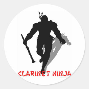 Clarinet Ninja Runder Aufkleber
