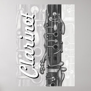 Clarinet-oberes Gelenk im Holzkohlen-Plakat Poster