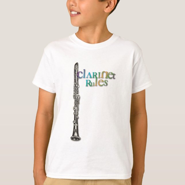 Clarinet ordnet dunkle Farbtext an T-Shirt (Vorderseite)