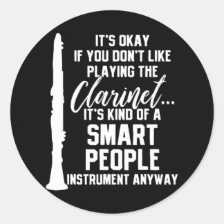 Clarinet Player Music Instrument Funny Runder Aufkleber