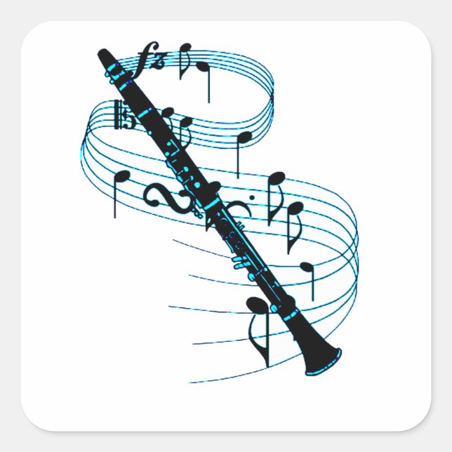 Clarinet Quadratischer Aufkleber (Vorderseite)