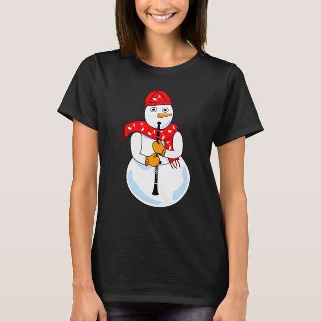 Clarinet Snowman T-Shirt (Vorderseite)