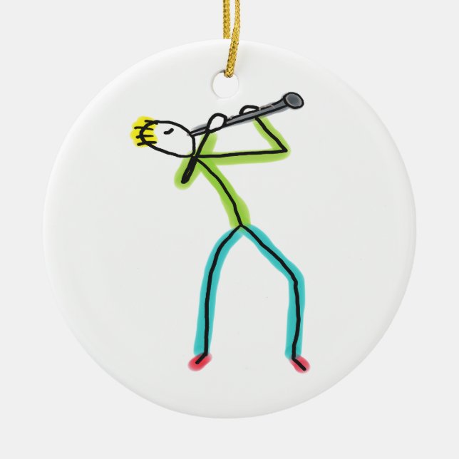 Clarinet Stickman Keramik Ornament (Vorne)