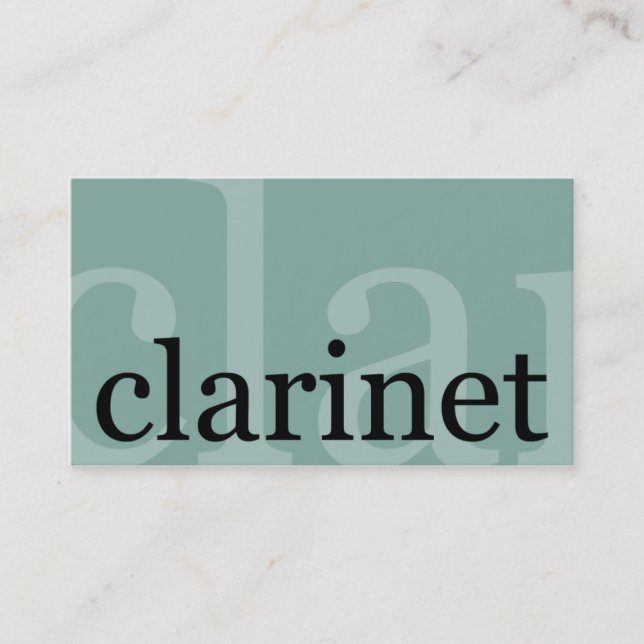 Clarinet Teacher Player Music Studio Musician Visitenkarte (Vorderseite)