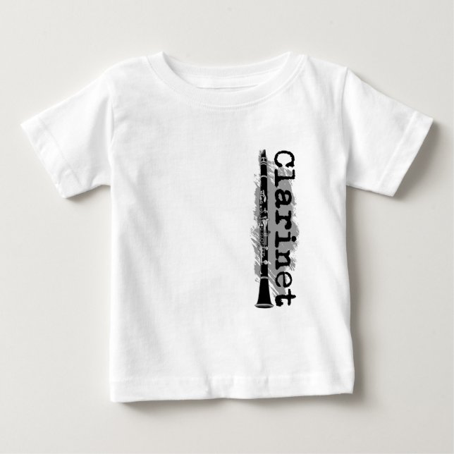 Clarinet-vertikaler Entwurf Baby T-shirt (Vorderseite)