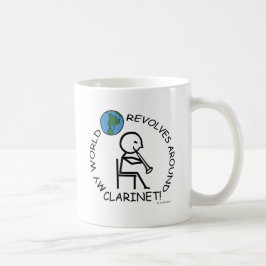 Clarinet-Welt rotiert herum Kaffeetasse