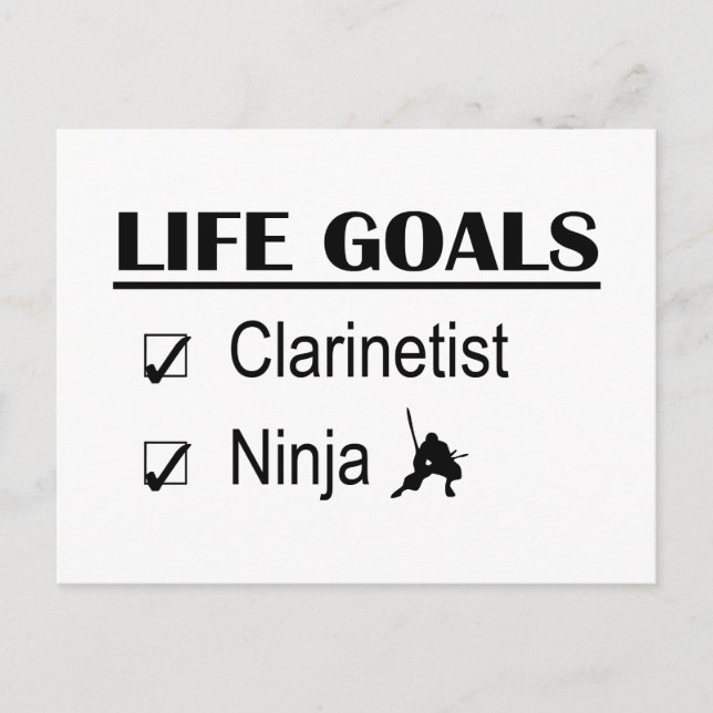 Clarinetist Ninja Life Goals Postkarte (Vorderseite)