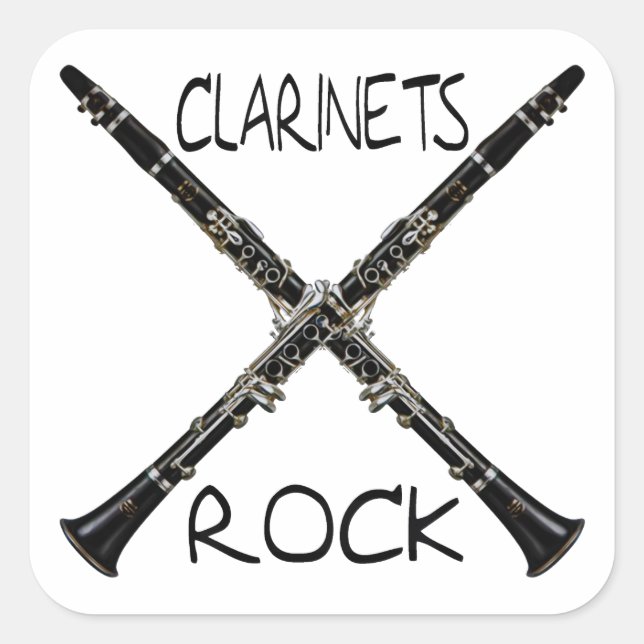 Clarinets Rock Quadratischer Aufkleber (Vorderseite)