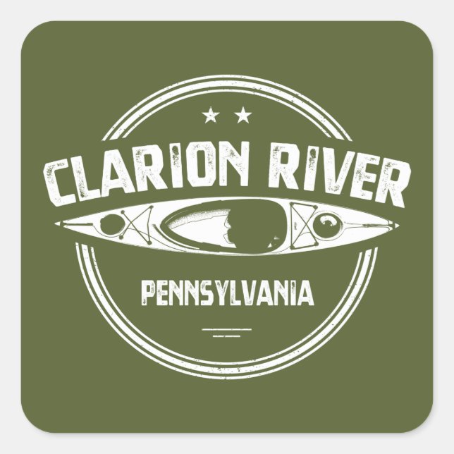 Clarion River Pennsylvania Kayaking Quadratischer Aufkleber (Vorderseite)