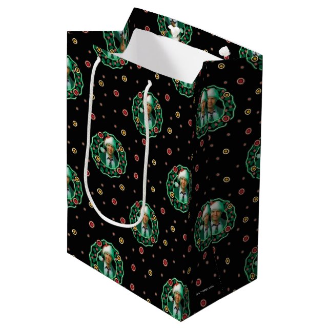 Clark Griswold Christmas Wreath Pattern Mittlere Geschenktüte (Vorderseite Schrägansicht)
