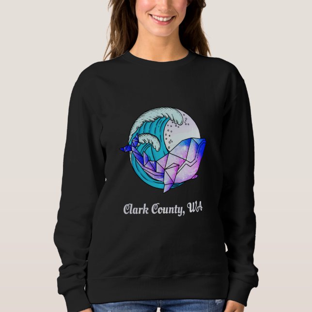 Clark Landkreis Wa Japanisch Paint Geometric Orca  Sweatshirt (Vorderseite)