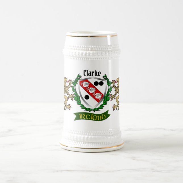 Clarke Irish Shield Personalisiert Bierglas (Mittel)