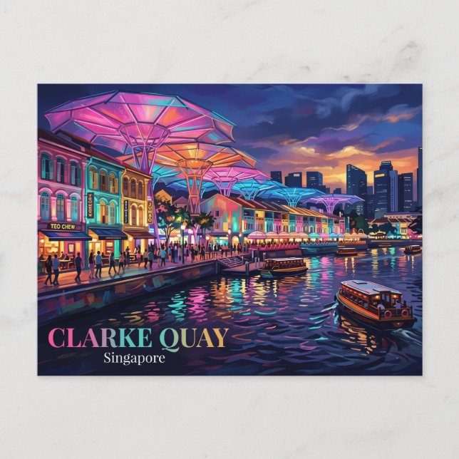 Clarke Quay Singapur Postkarte (Vorderseite)