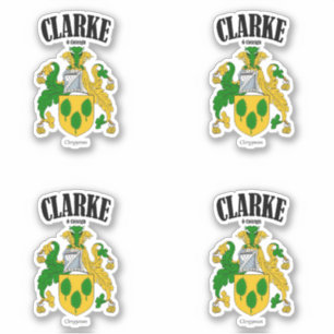 Clarke Wappen Irish Translation & Meaning (x4) Aufkleber