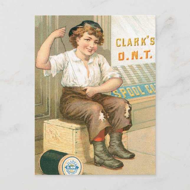 Clarks Boy Sewing Pants Postkarte (Vorderseite)