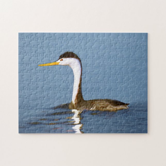 Clark's Grebe Painting - Original Bird Art (Horizontal)
