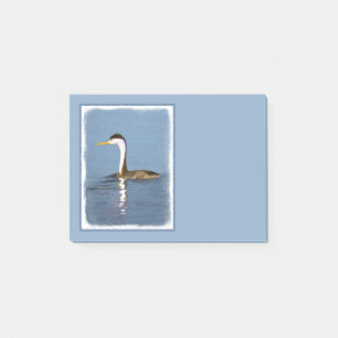 Clark's Grebe Painting - Original Bird Art Post-it Klebezettel