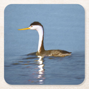 Clark's Grebe Painting - Original Bird Art Rechteckiger Pappuntersetzer
