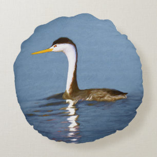 Clark's Grebe Painting - Original Bird Art Rundes Kissen
