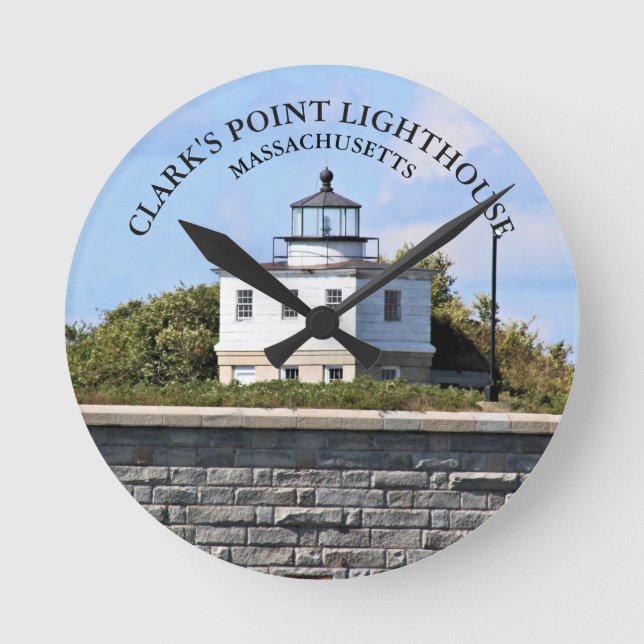 Clarks Point Lighthouse Massachusetts Wall Clock Runde Wanduhr (Vorderseite)