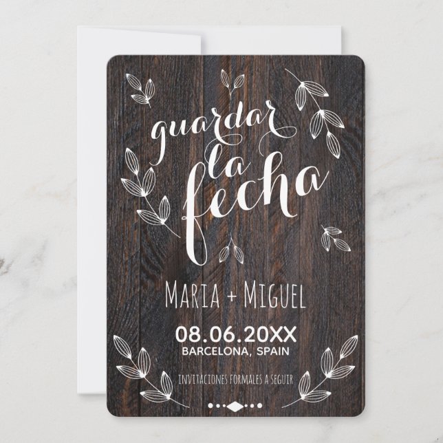 Clásico y Elegante madera rústica blanca español Einladung (Vorderseite)