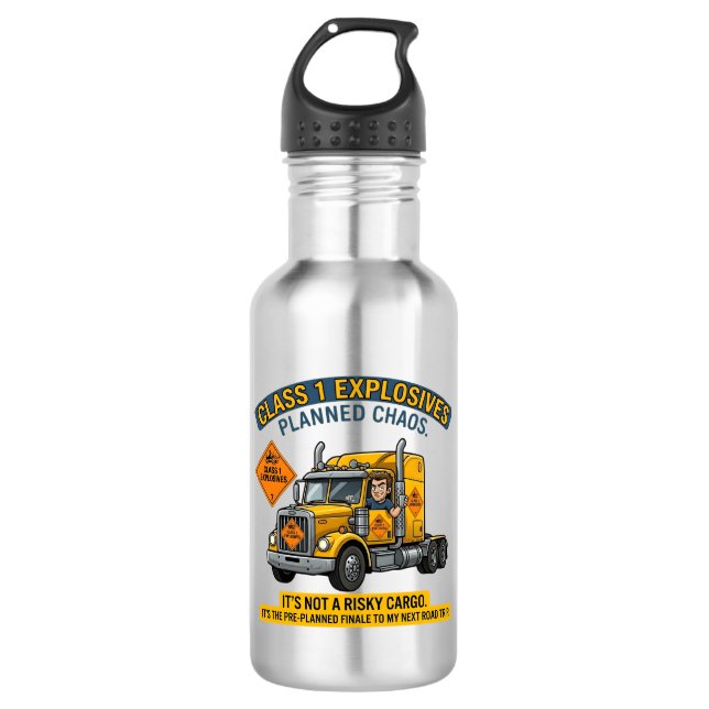 Class 1 Explosives Trucker Gift | Funny ADR Hazard Edelstahlflasche (Vorderseite)