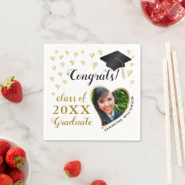 Class 2025 Foto White Black Gold Abschluss Serviette