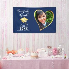 Class 2025 Grad Foto Navy Blue White Abschluss Banner