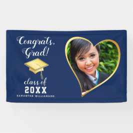 Class 2025 Grad Foto Navy Blue White Abschluss Banner