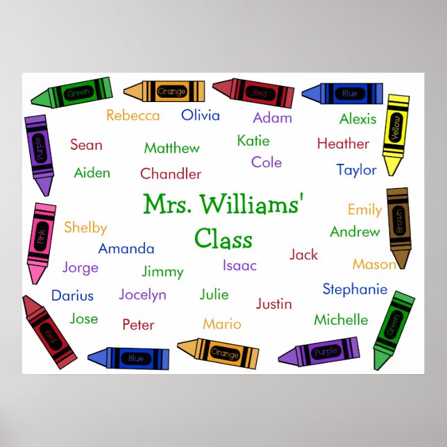 Class Names Poster - Crayons (Vorne)
