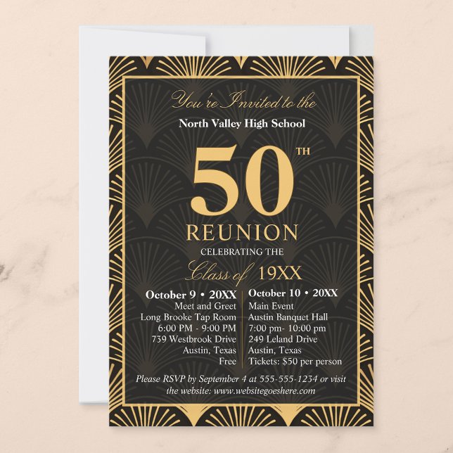 Class of 1976 50th Reunion Invitation Art Deco Einladung (Von Creator hochgeladen)