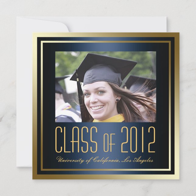 Class of 2012, Navy and Gold Abschluss Invite Einladung (Vorderseite)