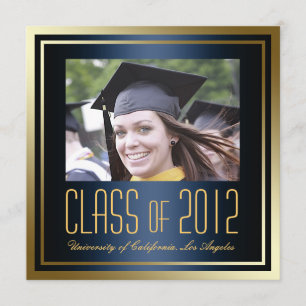 Class of 2012, Navy and Gold Abschluss Invite Einladung