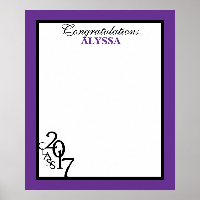 Class of 2017 Graduation Autograph Keepsake Purple Poster (Vorne)