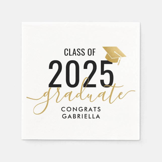 Class of 2023 Black Gold Graduation  Serviette (Vorderseite)