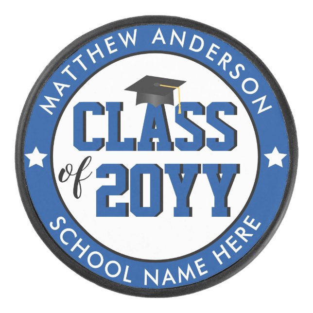 Class of 2023 Elegant Blue Graduate Graduation Eishockey Puck (Vorderseite)