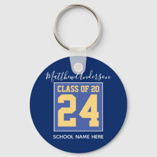 Class of 2023 Elegant Royal Blue & Gold Graduation Schlüsselanhänger