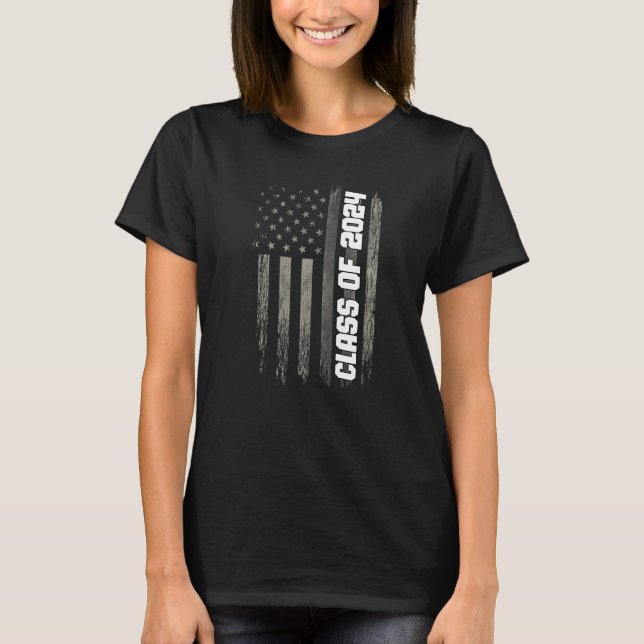 Class of 2024 Senior 2024 Graduation American Flag T-Shirt (Vorderseite)