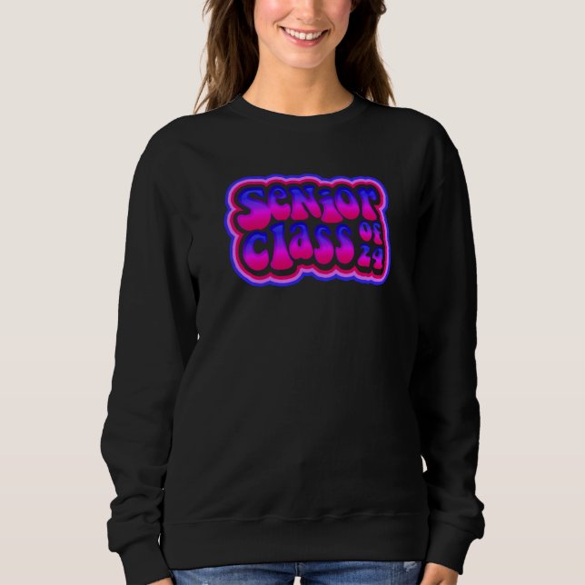Class of 2024 Senior Grad 24 Disco Passion Purple Sweatshirt (Vorderseite)