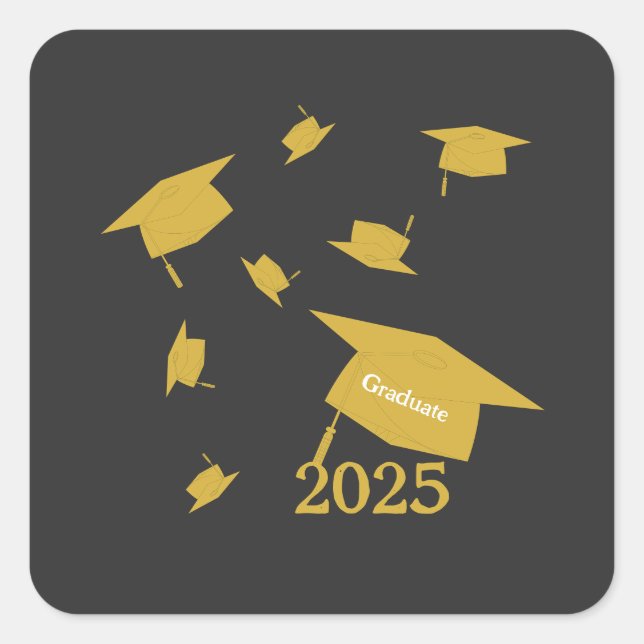 Class of 2025 grad cap  quadratischer aufkleber (Vorderseite)