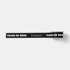 Class of 2026 and Graduate's Name Black and White Satinband
