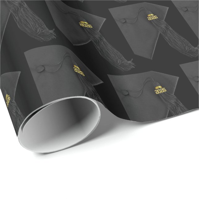 Class of 2026 Black Tassel Dignified Graduation Geschenkpapier (Rolleneckpunkt)
