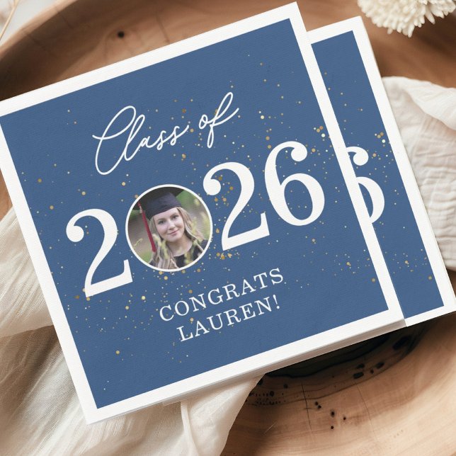 Class of 2026 Gold Glitter Graduation Napkin Serviette (Von Creator hochgeladen)